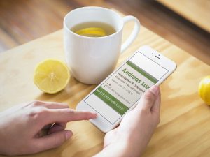 Andreas Lux Termin vereinbaren Smartphone Tee Zitrone